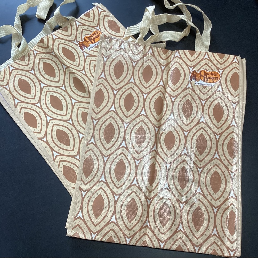 NWTS lot of 2 Cracker Barrel fabric tote bags 19” by 17”